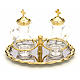 Glass cruet set with nickel and gold-plated brass tray s1