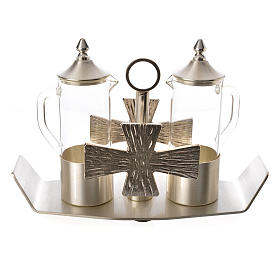 Cruets in silver-plated brass and cross