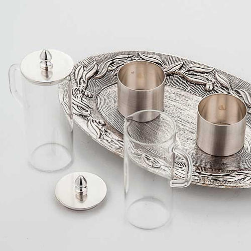 Silver-plated brass cruets with leaves 3