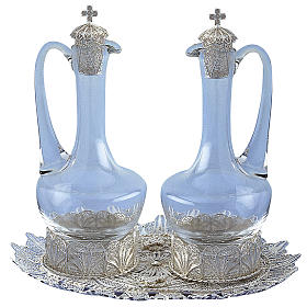 Cruet set for mass with tray in 800 silver filigree