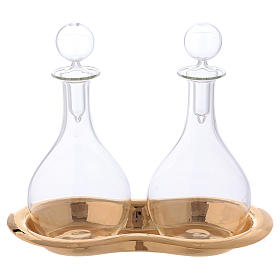 Cruet set for mass with tray in glass, "Murano" model