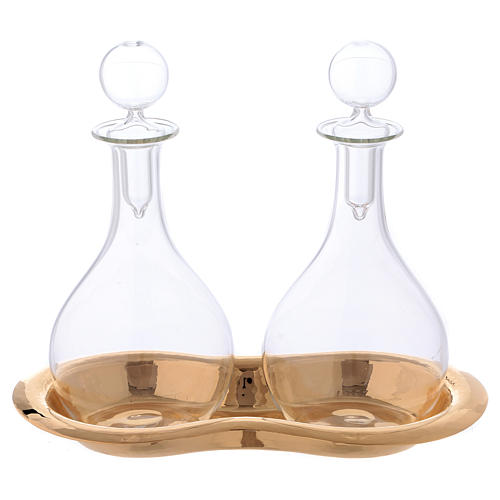 Cruet set for mass with tray in glass, "Murano" model 1