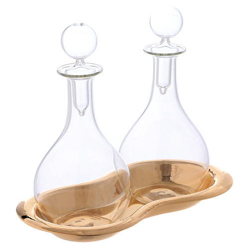 Cruet set for mass with tray in glass, "Murano" model 2