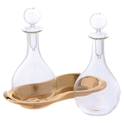 Cruet set for mass with tray in glass, "Murano" model 3