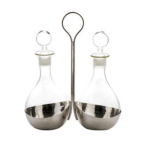 Cruet set for mass in glass, with support "Globulus" model