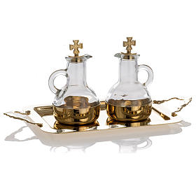 Cruet Set In Glass And Polished Brass