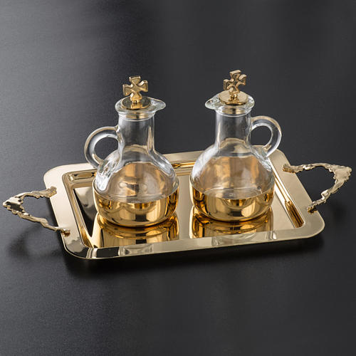 Cruet Set In Glass And Polished Brass 5
