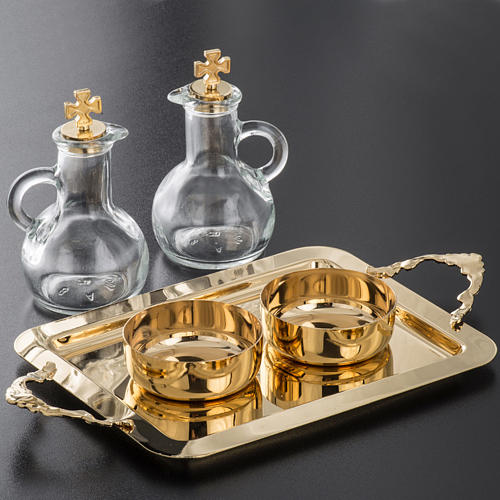 Cruet Set In Glass And Polished Brass 7