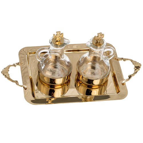 Cruet set in glass and polished brass 4