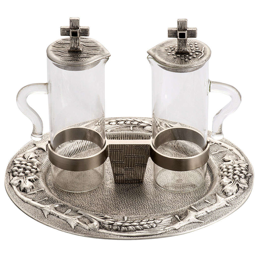 Cruet set for Mass celebration in silver molten bronze online sales