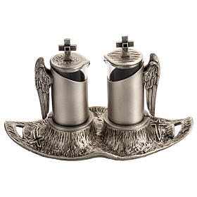 Burettes liturgiques en métal: Burettes messe en bronze fondu argenté