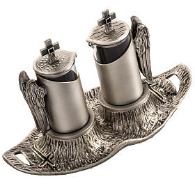 Burettes liturgiques en métal: Burettes messe en bronze fondu argenté