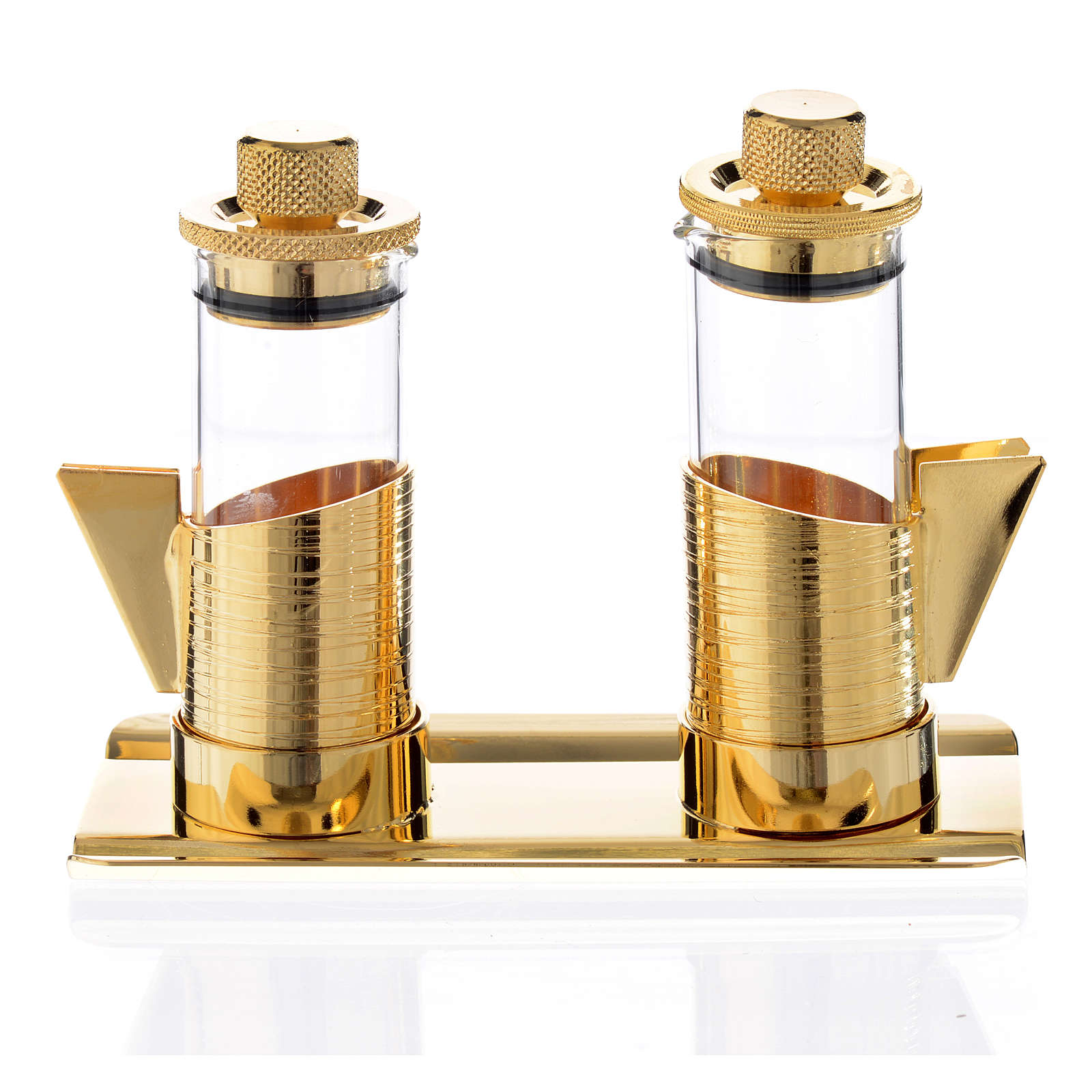 Mini cruets with tray in golden brass 50cc online sales on HOLYART.co.uk
