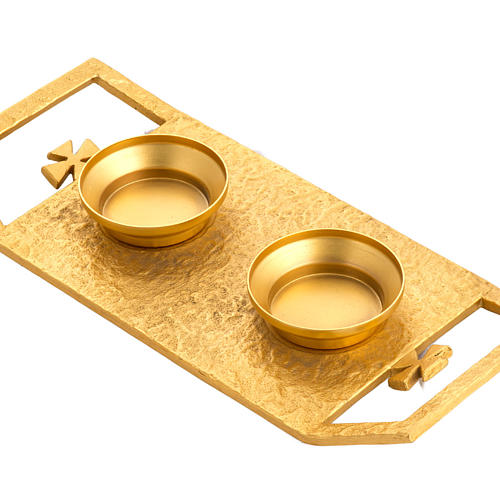 Cruet set for mass in gold-plated molten bronze and brass 3
