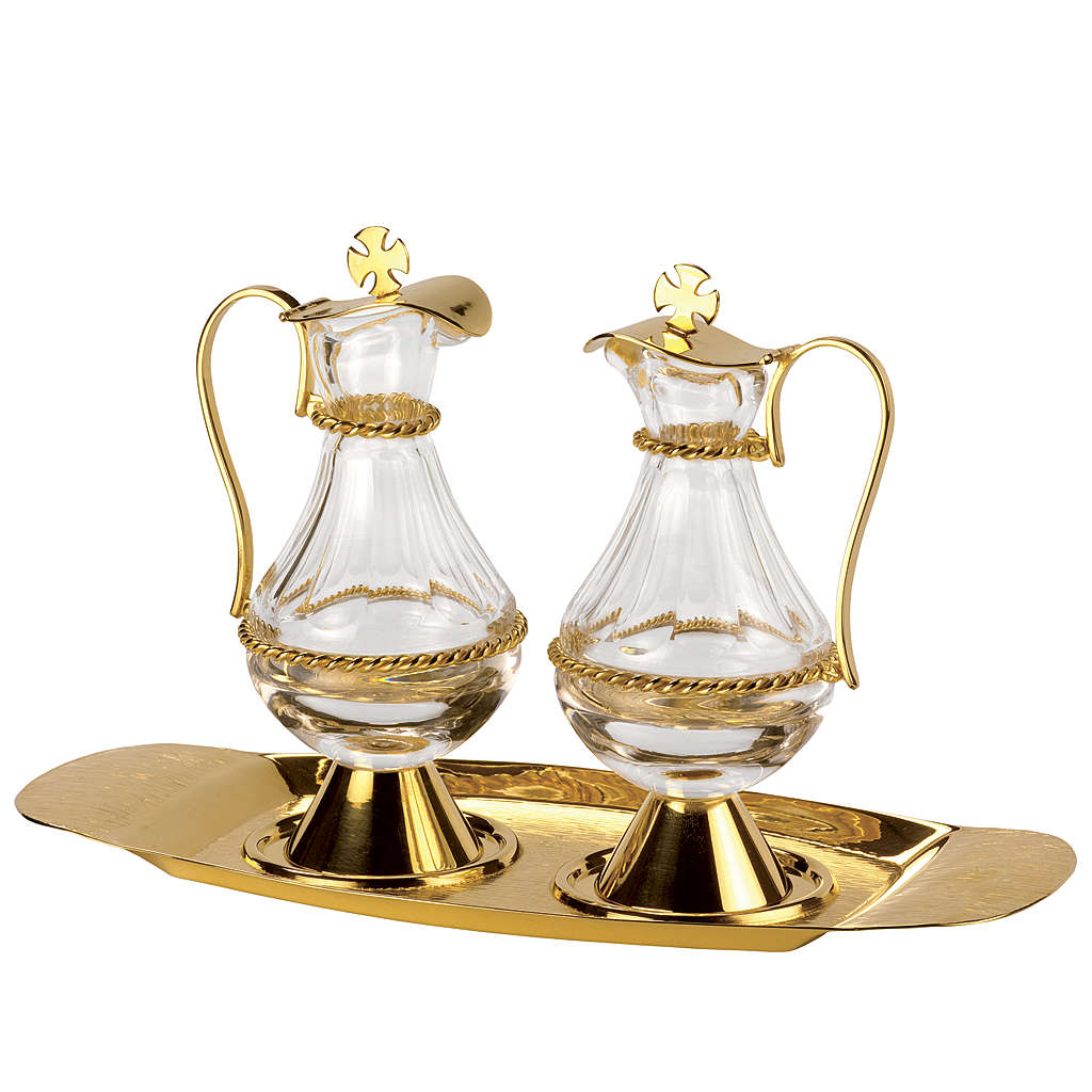 Cruet set for mass in polished golden brass, Molina online sales on