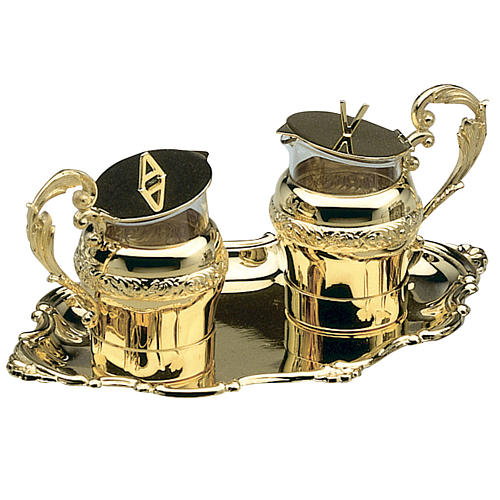 Molina cruets for mass with gold-plated tray 1