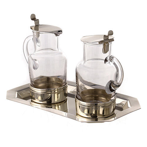 Glass cruets for mass with silver-plated brass tray by Molina 3