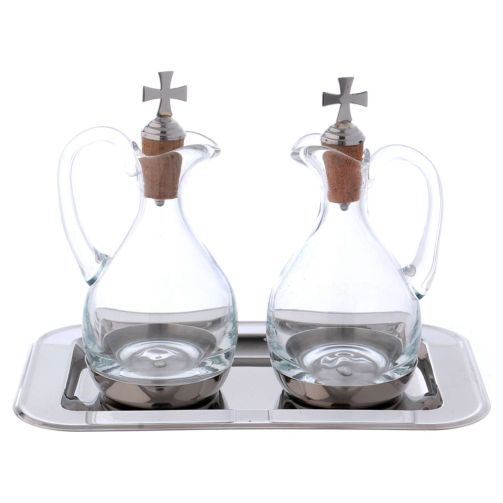 Molina cruets set for water and wine in steel and crystal online