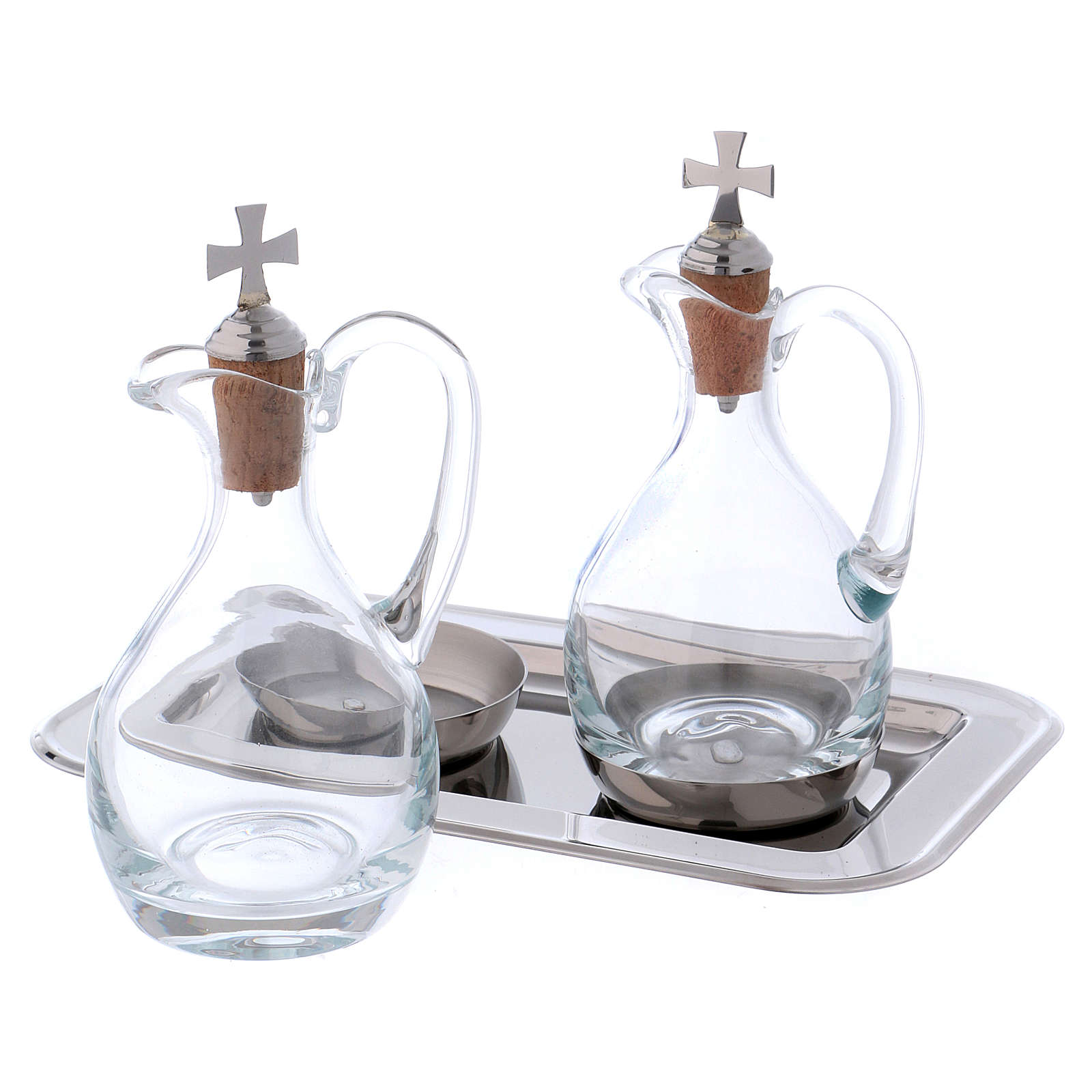 Molina cruets set for water and wine in steel and crystal online