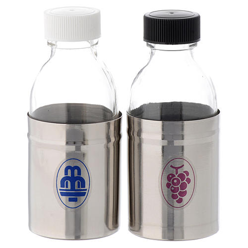 Cruets with hermetic lid, water and wine symbols 125 ml 1