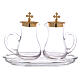 Pair of small cruets with a glass tray s1