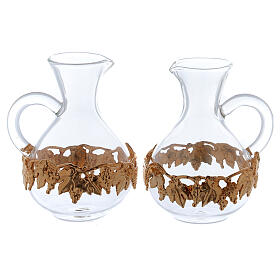Glass cruets with grapes decoration 140 ml set of 2