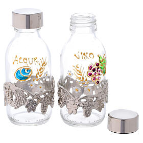 Bottles in glass with grapefruit decoration, silver tone 125 ml