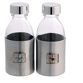 Burettes 125 ml en verre et collier en aluminium