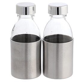 Burettes 125 ml en verre et collier en aluminium