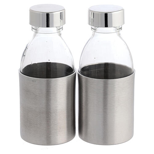 Glass cruets of 125 ml with aluminium shell 2