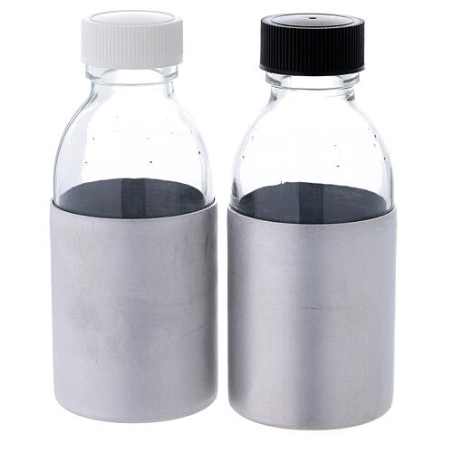 Botellas 125 ml de vidrio con estuche de cuero ecológico negro 4