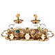 Hand painted water and wine set in gold plated brass s1