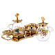 Hand painted water and wine set in gold plated brass s2