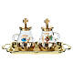 Hand painted water and wine set in gold plated brass s1