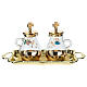 Hand painted water and wine set in gold plated brass s3