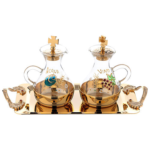 Hand-painted golden brass set for water and wine 1