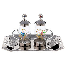 Burettes liturgiques en métal: Set burettes laiton nickelé mod. Fiesole