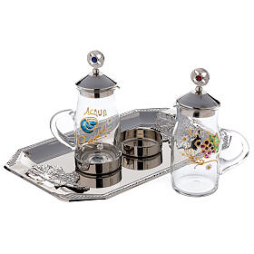 Burettes liturgiques en métal: Set burettes laiton nickelé mod. Fiesole