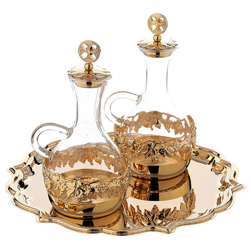 Conjunto de galhetas para celebração eucarística latão dourado 24K, modelo Venezia, 200 ml 3