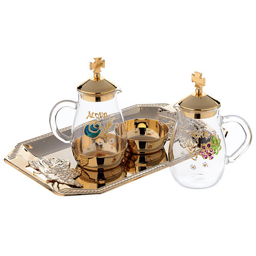 Set von handbemalten Messkännchen mit rechteckigem Tablett aus Messing, Modell Como (160 ml) 2