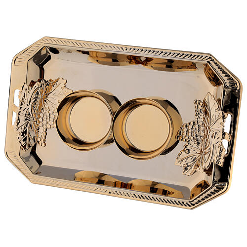 Set von handbemalten Messkännchen mit rechteckigem Tablett aus Messing, Modell Como (160 ml) 4