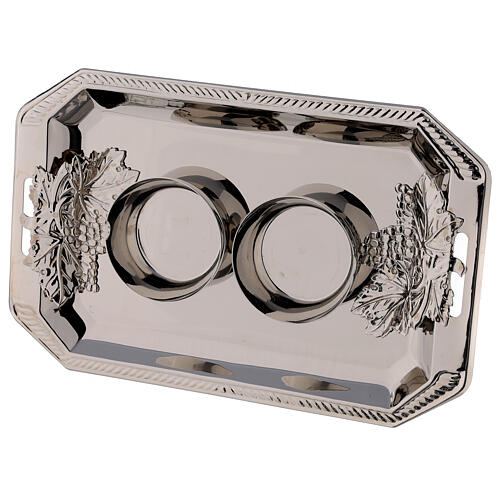 Glass cruets Como, hand painted, 160 ml, silver-plated brass tray 4
