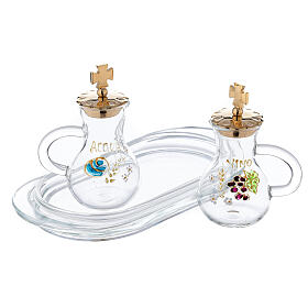 Hand painted glass cruets with tray Parma model 75 ml