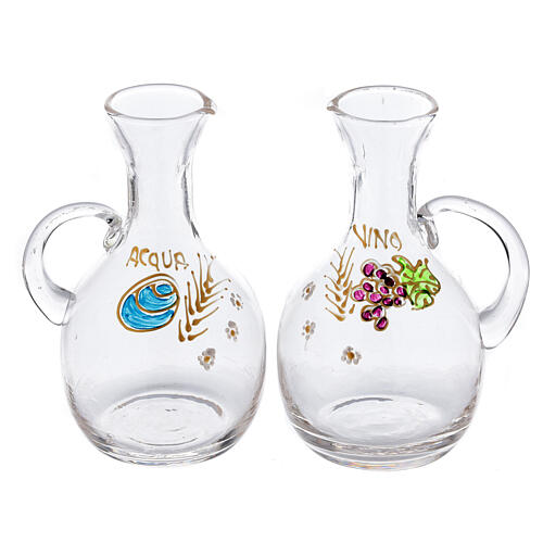 Set von Messkännchen (Paar) aus Glas mit handgefertigten Dekorationen, Modell Venedig (200 ml) 1