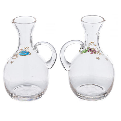 Set von Messkännchen (Paar) aus Glas mit handgefertigten Dekorationen, Modell Venedig (200 ml) 2