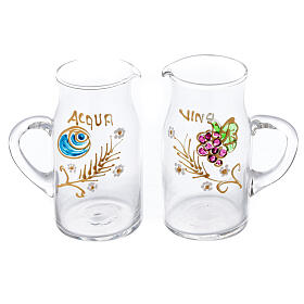 Paar von zylindrischen handbemalten Messkännchen aus Glas, Modell Fiesole (130 ml)