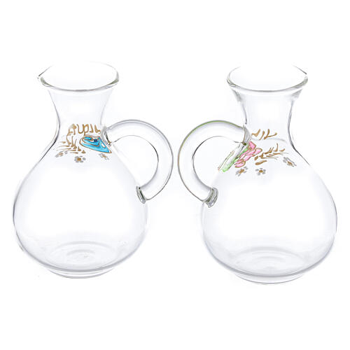 Messkännchen fűr Wasser und Wein aus handbemaltem Glas, Modell Palermo (140 ml) 2
