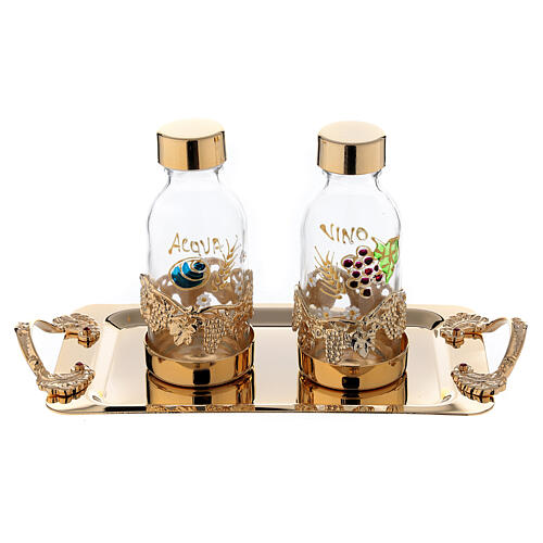 Set of hand painted ampoules with 24k gold plated brass 125 ml 1