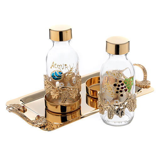 Set of hand painted ampoules with 24k gold plated brass 125 ml 2