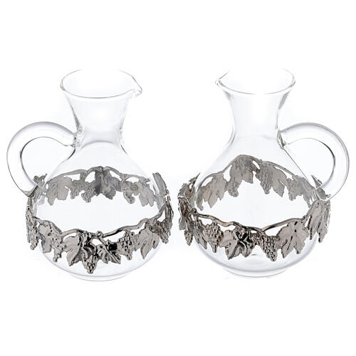 Pair of blown glass Palermo ampoules with ring 140 ml 1